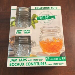 Set of 4 Bernardin Jam Jars with Snap Lids 236 ml Collection Elite Storage Food